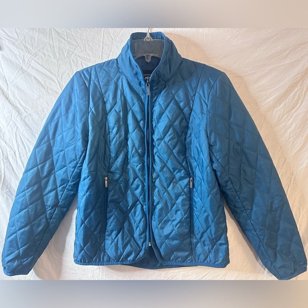 Lands' End Blue Quilted Puffer Jacket Coat PrimaLoft Insulated Women's XSP